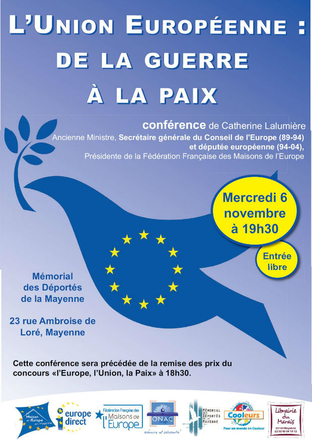 affiche conference Catherine Lalumiere 6 novembre 2013 Memorial des Deportes Mayenne-w620
